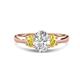 1 - Gemma 8x6 mm Oval Cut GIA Certified Natural Diamond and Yellow Sapphire Trellis Three Stone Engagement Ring 