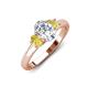 3 - Gemma 8x6 mm Oval Cut GIA Certified Natural Diamond and Yellow Sapphire Trellis Three Stone Engagement Ring 