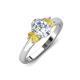 3 - Gemma 8x6 mm Oval Cut GIA Certified Natural Diamond and Yellow Sapphire Trellis Three Stone Engagement Ring 
