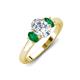 3 - Gemma 8x6 mm Oval Cut GIA Certified Natural Diamond and Emerald Trellis Three Stone Engagement Ring 