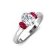 3 - Gemma 8x6 mm Oval Cut GIA Certified Natural Diamond and Ruby Trellis Three Stone Engagement Ring 