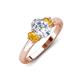 3 - Gemma 8x6 mm Oval Cut GIA Certified Natural Diamond and Citrine Trellis Three Stone Engagement Ring 