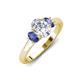 3 - Gemma 8x6 mm Oval Cut GIA Certified Natural Diamond and Iolite Trellis Three Stone Engagement Ring 