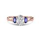 1 - Gemma 8x6 mm Oval Cut GIA Certified Natural Diamond and Iolite Trellis Three Stone Engagement Ring 