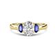 1 - Gemma 8x6 mm Oval Cut GIA Certified Natural Diamond and Iolite Trellis Three Stone Engagement Ring 