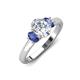 3 - Gemma 8x6 mm Oval Cut GIA Certified Natural Diamond and Iolite Trellis Three Stone Engagement Ring 