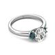2 - Gemma 8x6 mm Oval Cut GIA Certified Natural Diamond and London Blue Topaz Trellis Three Stone Engagement Ring 