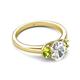 2 - Gemma 8x6 mm Oval Cut GIA Certified Natural Diamond and Peridot Trellis Three Stone Engagement Ring 