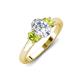 3 - Gemma 8x6 mm Oval Cut GIA Certified Natural Diamond and Peridot Trellis Three Stone Engagement Ring 