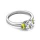 2 - Gemma 8x6 mm Oval Cut GIA Certified Natural Diamond and Peridot Trellis Three Stone Engagement Ring 