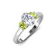3 - Gemma 8x6 mm Oval Cut GIA Certified Natural Diamond and Peridot Trellis Three Stone Engagement Ring 