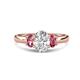 1 - Gemma 8x6 mm Oval Cut GIA Certified Natural Diamond and Pink Tourmaline Trellis Three Stone Engagement Ring 