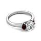 2 - Gemma 8x6 mm Oval Cut GIA Certified Natural Diamond and Red Garnet Trellis Three Stone Engagement Ring 