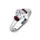 3 - Gemma 8x6 mm Oval Cut GIA Certified Natural Diamond and Red Garnet Trellis Three Stone Engagement Ring 