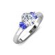 3 - Gemma 8x6 mm Oval Cut GIA Certified Natural Diamond and Tanzanite Trellis Three Stone Engagement Ring 