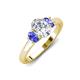 3 - Gemma 8x6 mm Oval Cut GIA Certified Natural Diamond and Tanzanite Trellis Three Stone Engagement Ring 