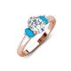 3 - Gemma 8x6 mm Oval Cut GIA Certified Natural Diamond and Turquoise Trellis Three Stone Engagement Ring 