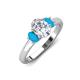 3 - Gemma 8x6 mm Oval Cut GIA Certified Natural Diamond and Turquoise Trellis Three Stone Engagement Ring 