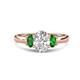 1 - Gemma 8x6 mm Oval Cut GIA Certified Natural Diamond and Green Garnet Trellis Three Stone Engagement Ring 