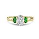 1 - Gemma 8x6 mm Oval Cut GIA Certified Natural Diamond and Green Garnet Trellis Three Stone Engagement Ring 