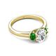 2 - Gemma 8x6 mm Oval Cut GIA Certified Natural Diamond and Green Garnet Trellis Three Stone Engagement Ring 