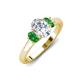 3 - Gemma 8x6 mm Oval Cut GIA Certified Natural Diamond and Green Garnet Trellis Three Stone Engagement Ring 