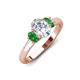 3 - Gemma 8x6 mm Oval Cut GIA Certified Natural Diamond and Green Garnet Trellis Three Stone Engagement Ring 