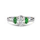 1 - Gemma 8x6 mm Oval Cut GIA Certified Natural Diamond and Green Garnet Trellis Three Stone Engagement Ring 