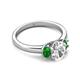2 - Gemma 8x6 mm Oval Cut GIA Certified Natural Diamond and Green Garnet Trellis Three Stone Engagement Ring 