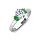 3 - Gemma 8x6 mm Oval Cut GIA Certified Natural Diamond and Green Garnet Trellis Three Stone Engagement Ring 