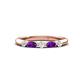 1 - Mira 0.25 ctw Marquise Amethyst and Round Lab Grown Diamond 5 Stone Women Stackable Wedding Band 