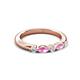 3 - Mira 0.33 ctw Marquise Pink Sapphire and Round Lab Grown Diamond 5 Stone Women Stackable Wedding Band 