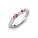 4 - Mira 0.25 ctw Marquise Pink Tourmaline and Round Lab Grown Diamond 5 Stone Women Stackable Wedding Band 