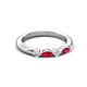 3 - Mira 0.33 ctw Marquise Ruby and Round Lab Grown Diamond 5 Stone Women Stackable Wedding Band 