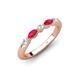 4 - Mira 0.33 ctw Marquise Ruby and Round Lab Grown Diamond 5 Stone Women Stackable Wedding Band 
