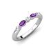 4 - Mira 0.25 ctw Marquise Amethyst and Round Natural Diamond 5 Stone Women Stackable Wedding Band 