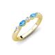 4 - Mira 0.33 ctw Marquise Blue Topaz and Round Natural Diamond 5 Stone Women Stackable Wedding Band 