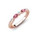 4 - Mira 0.25 ctw Marquise Pink Tourmaline and Round Natural Diamond 5 Stone Women Stackable Wedding Band 