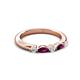 3 - Mira 0.31 ctw Marquise Rhodolite Garnet and Round Natural Diamond 5 Stone Women Stackable Wedding Band 