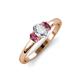 3 - Gemma 7x5 mm Oval Cut Lab Grown Diamond and Pink Tourmaline Trellis Three Stone Engagement Ring 