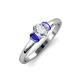 3 - Gemma 7x5 mm Oval Cut Lab Grown Diamond and Tanzanite Trellis Three Stone Engagement Ring 