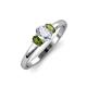 3 - Gemma 7x5 mm Oval Cut Lab Grown Diamond and Peridot Trellis Three Stone Engagement Ring 