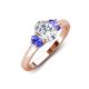 3 - Gemma 8x6 mm Oval Cut Lab Grown Diamond and Tanzanite Trellis Three Stone Engagement Ring 