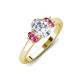 3 - Gemma 8x6 mm Oval Cut Lab Grown Diamond and Pink Tourmaline Trellis Three Stone Engagement Ring 