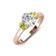 3 - Gemma 8x6 mm Oval Cut Lab Grown Diamond and Peridot Trellis Three Stone Engagement Ring 