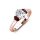 3 - Gemma 8x6 mm Oval Cut Lab Grown Diamond and Red Garnet Trellis Three Stone Engagement Ring 