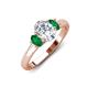 3 - Gemma 8x6 mm Oval Cut Lab Grown Diamond and Emerald Trellis Three Stone Engagement Ring 