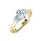 3 - Gemma 8x6 mm Oval Cut Lab Grown Diamond and Aquamarine Trellis Three Stone Engagement Ring 