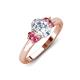 3 - Gemma 8x6 mm Oval Cut Lab Grown Diamond and Pink Tourmaline Trellis Three Stone Engagement Ring 