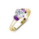 3 - Gemma 8x6 mm Oval Cut Lab Grown Diamond and Amethyst Trellis Three Stone Engagement Ring 
